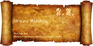 Urszu Mihály névjegykártya